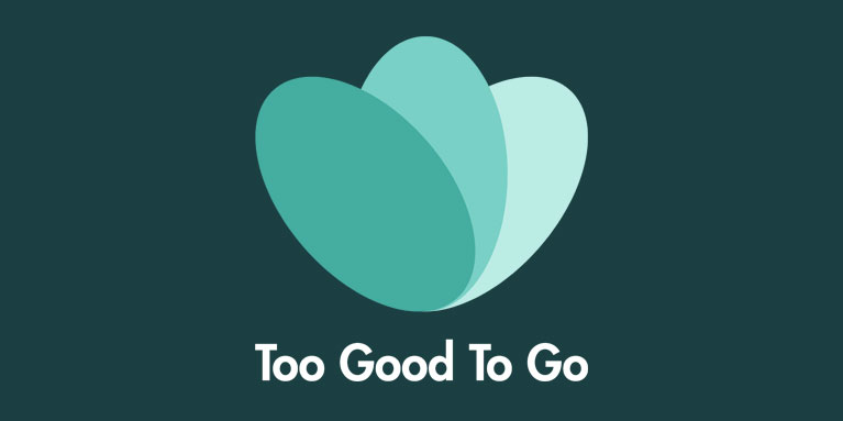 Das Too-good-to-go-Logo auf einem grünen Untergrund